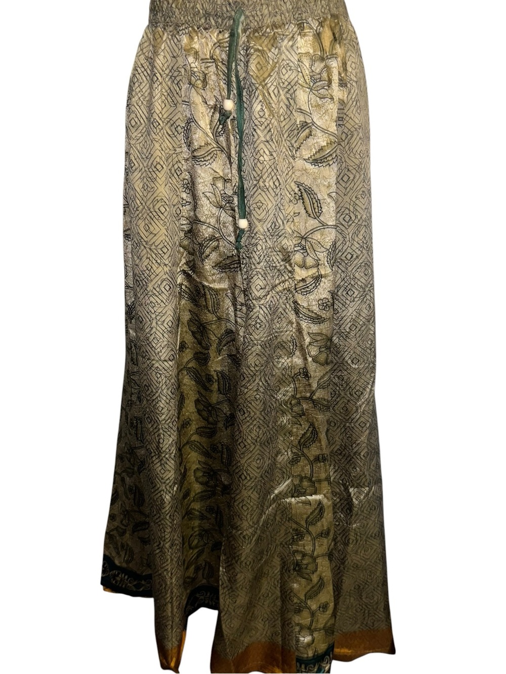 Jaded Gypsy Free Size Boho Wide-Leg Printed Palazzo Pants - Green - Picture 3 of 8